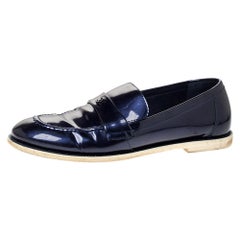 Chanel Blue Patent Leather CC Loafer Size 38.5