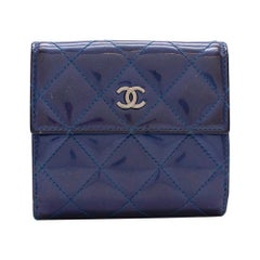 Chanel Blue Patent Leather CC Small Flap Wallet