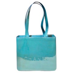 Used Chanel Blue Patent Leather Handbag 