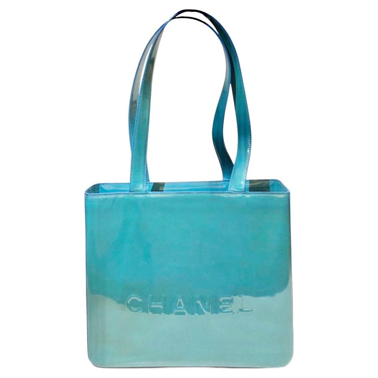 chanel blue patent bag purse