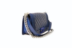 Chanel Blue Patent Leather Plexiglass Boy Bag