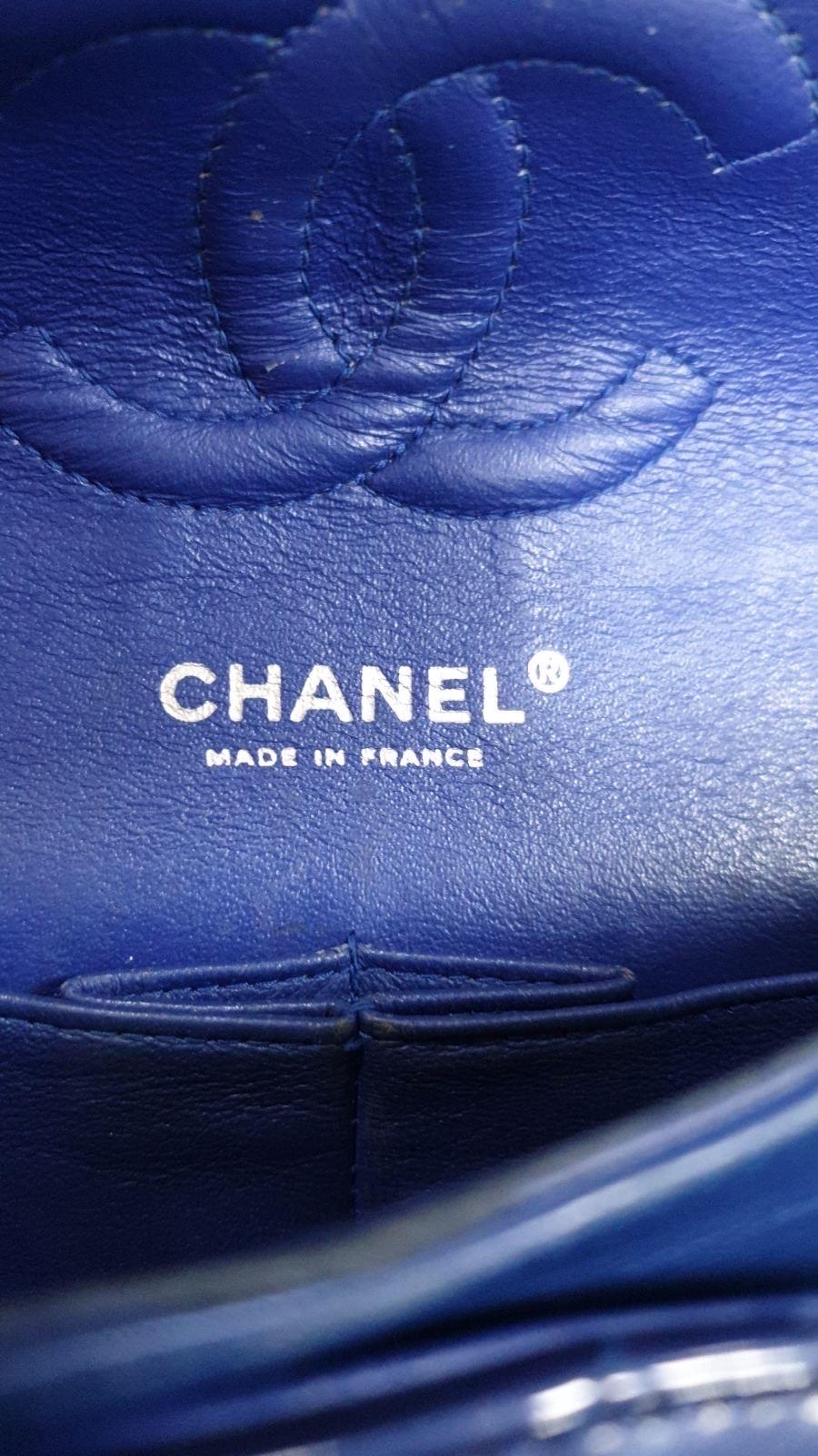 Chanel Blue Patent Leather Timeless Classic Double Flap Bag 10