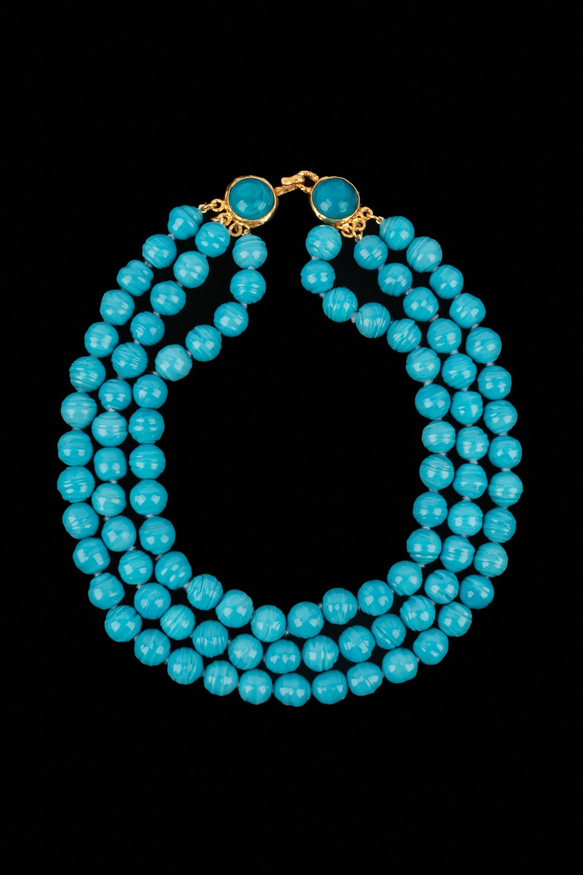 Collana di perle blu Chanel In condizioni ottime in vendita a SAINT-OUEN-SUR-SEINE, FR