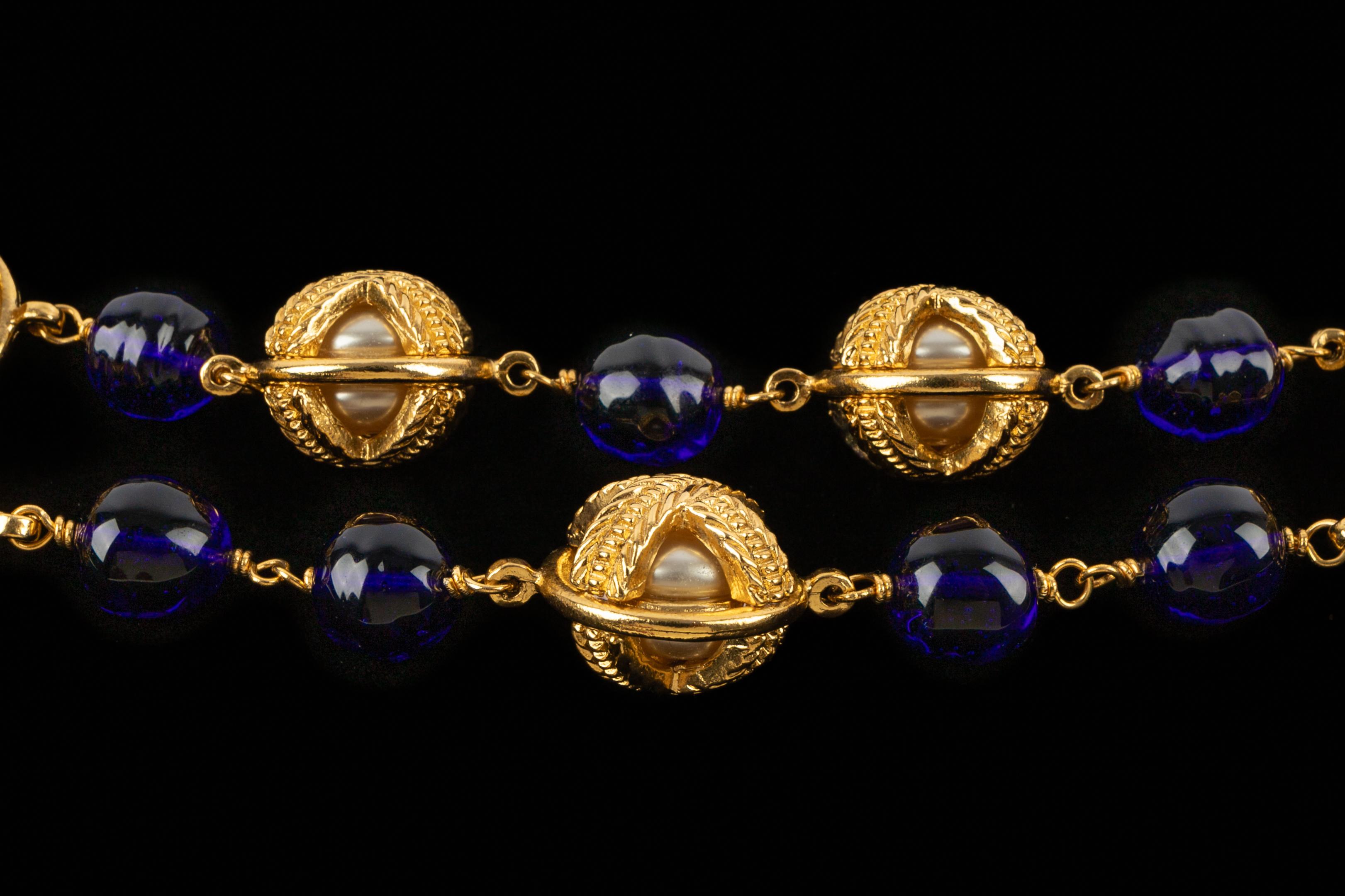 Donna Collana di perle blu Chanel in vendita