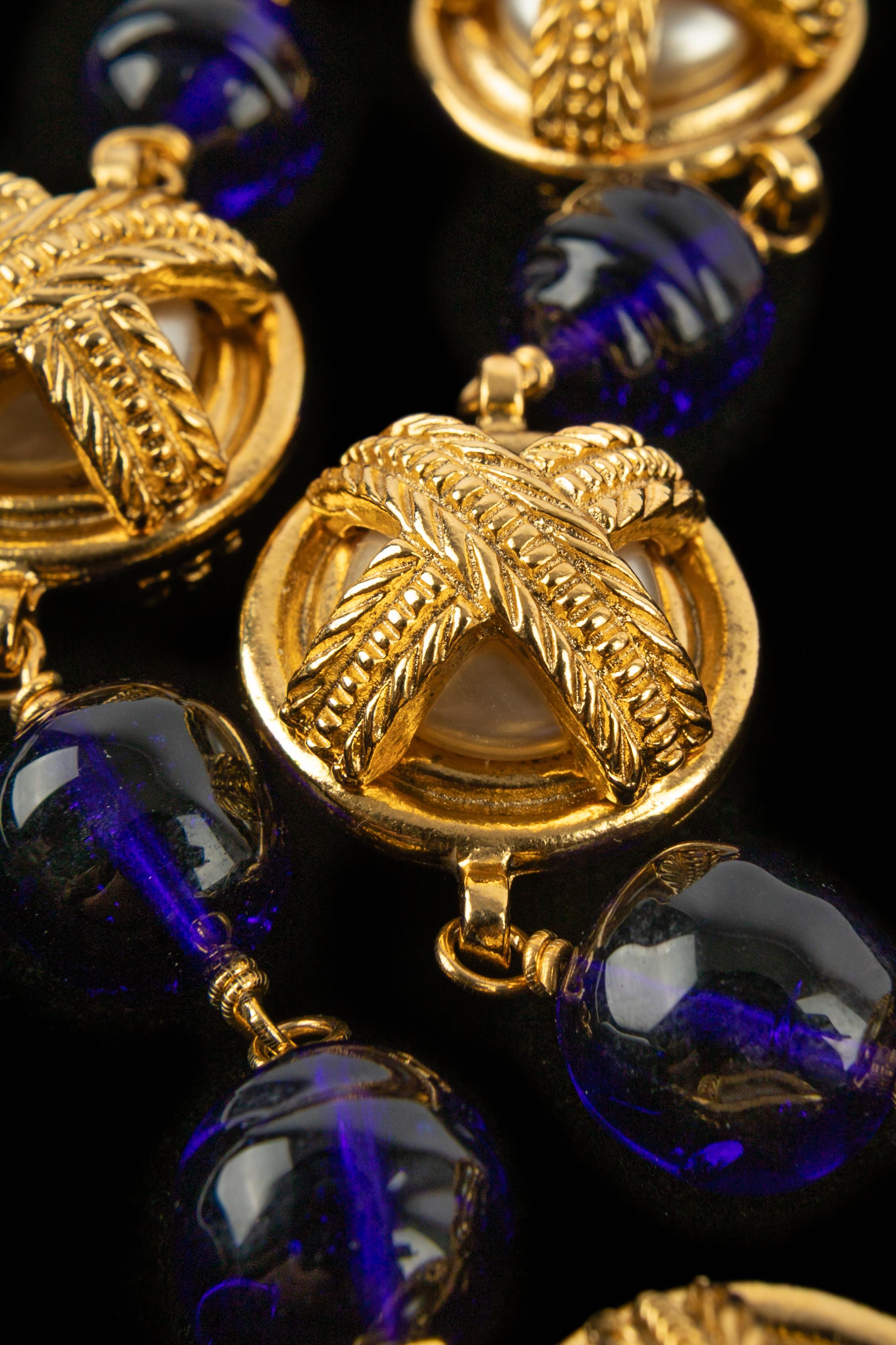 Collana di perle blu Chanel in vendita 1
