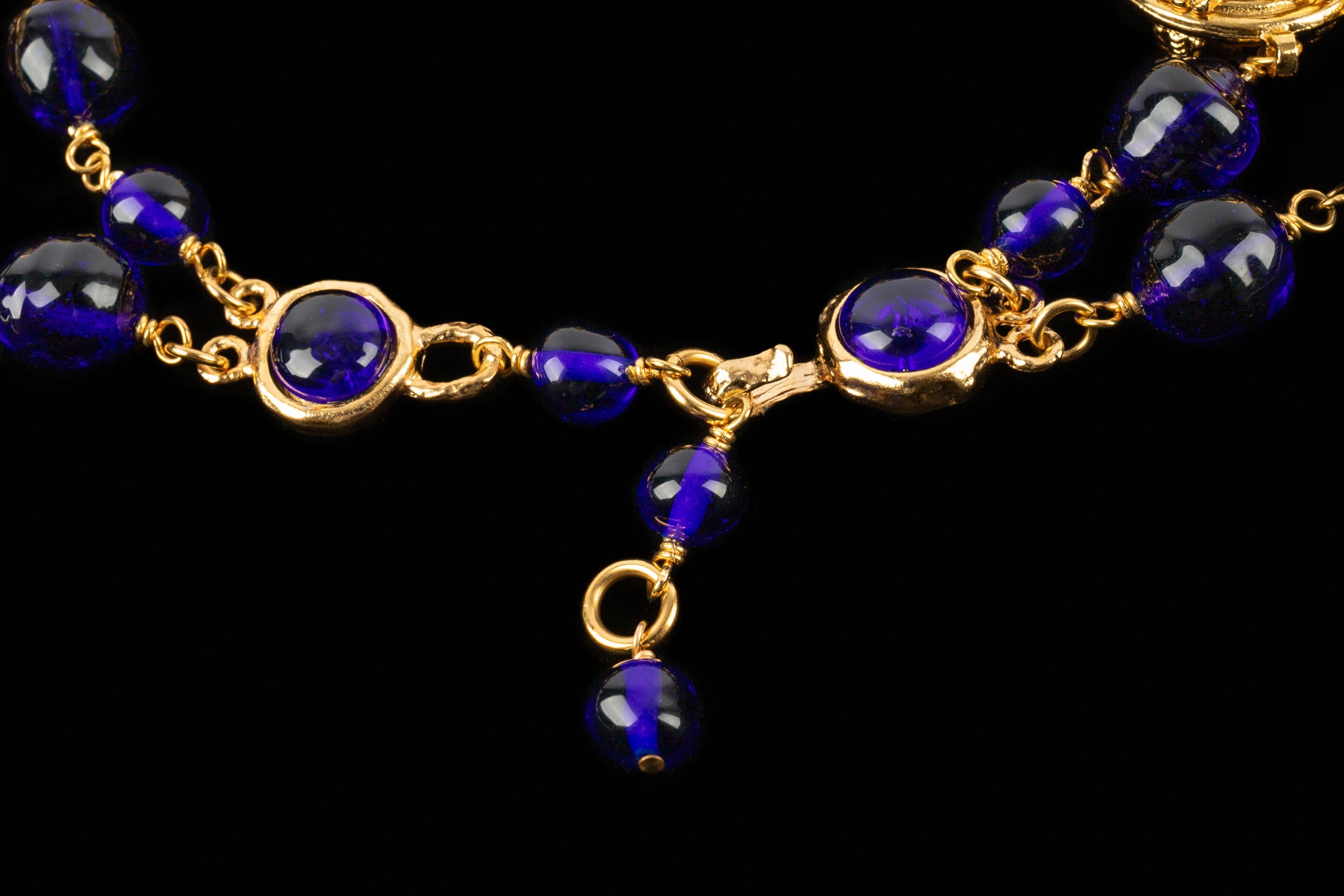 Collana di perle blu Chanel in vendita 3
