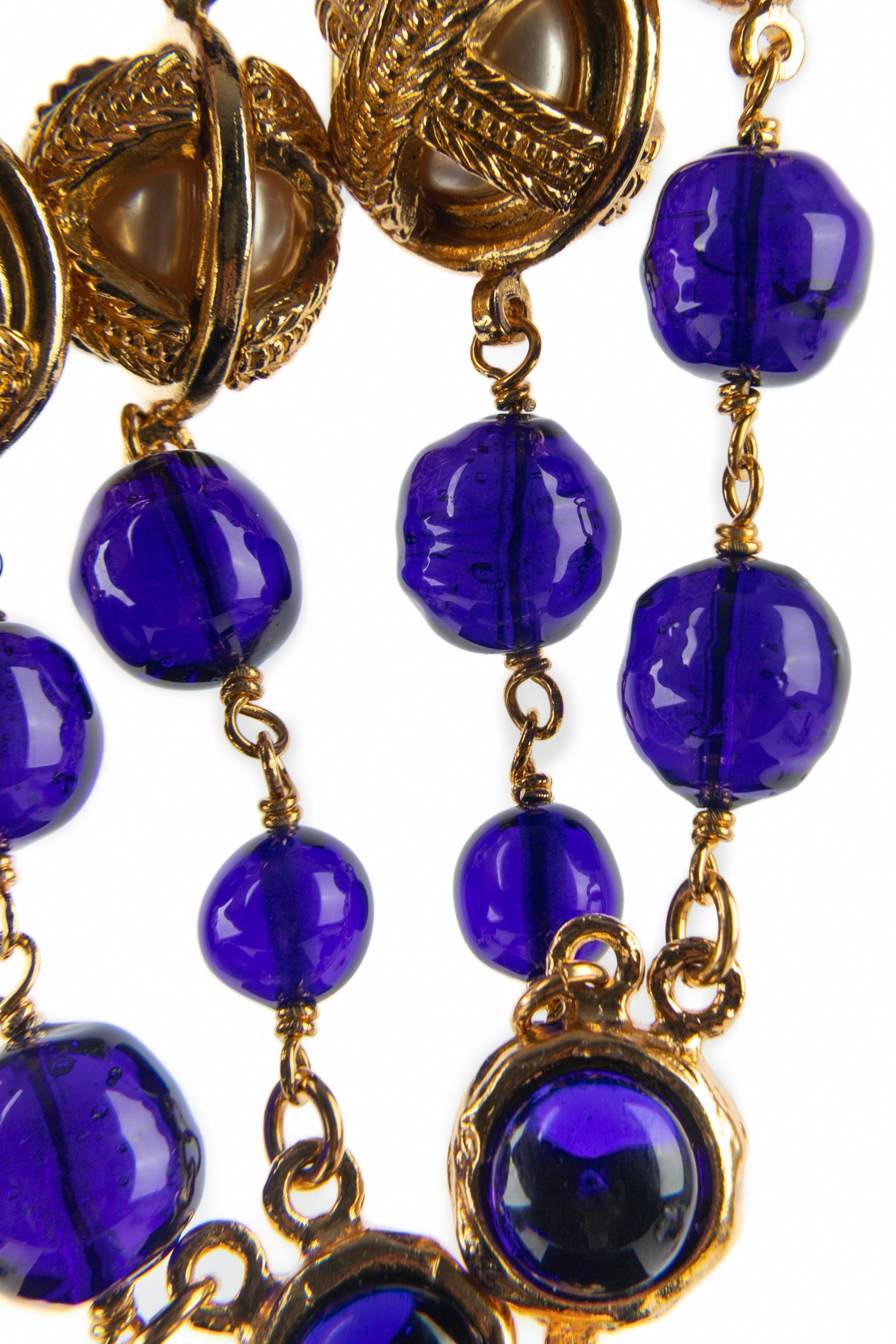 Collana di perle blu Chanel in vendita 5