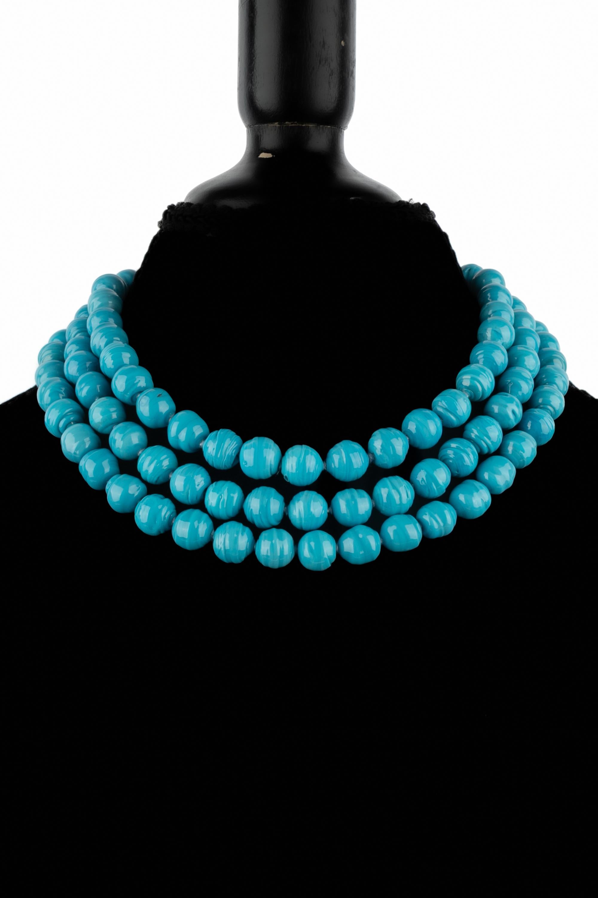 Collana di perle blu Chanel in vendita 5