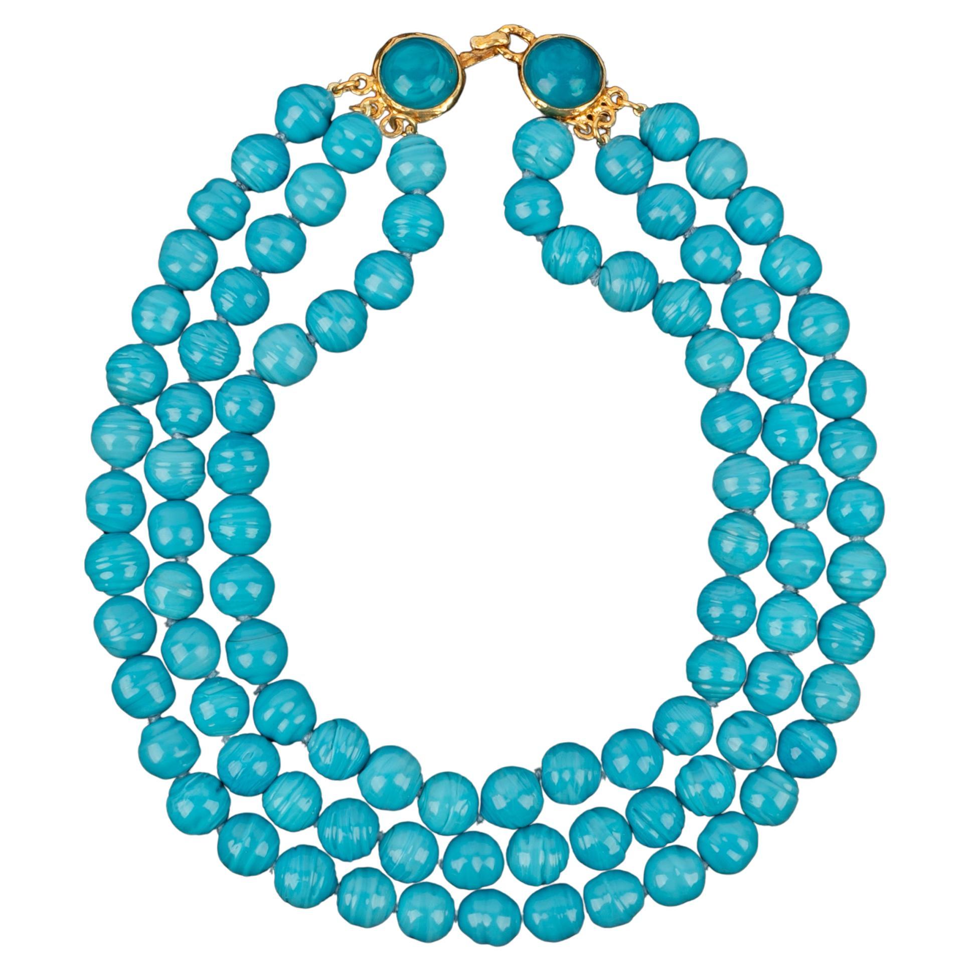 Collana di perle blu Chanel in vendita