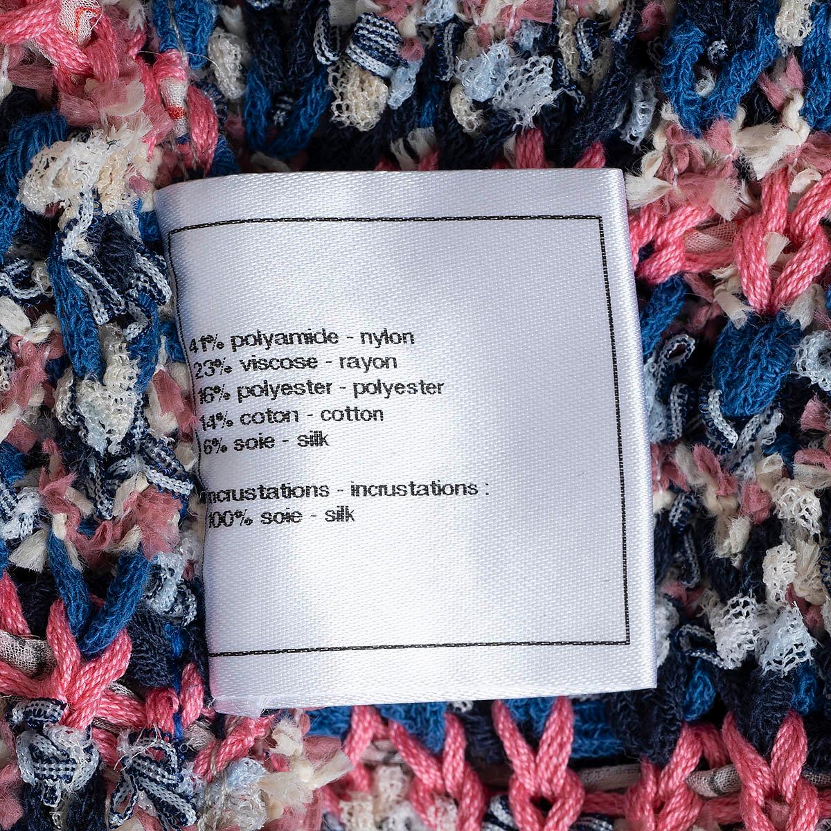 CHANEL azul y rosa 2015 15C DUBAI MANGA CORTA Vestido 40 M en venta 5