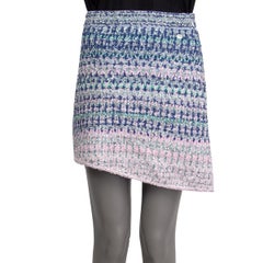 CHANEL blue pink 2018 ASYMMETRIC LUREX MINI Skirt 38 S