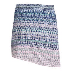 CHANEL blue pink 2018 ASYMMETRIC LUREX MINI Skirt 38 S