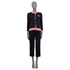 CHANEL blue & pink cashmere 2013 EDINBURGH ARGYLE Cardigan Sweater 34 XXS