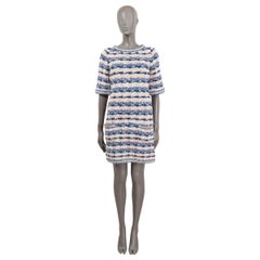 CHANEL Blau-rosa Elfenbein-Viskose 2015 15C DUBAI Kurzarm-Strickkleid 34 XXS