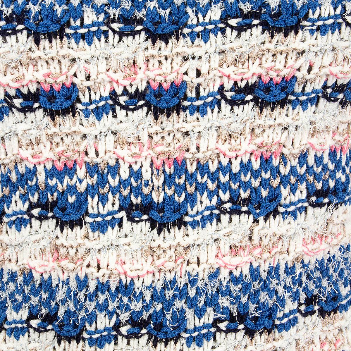 CHANEL blue pink ivory viscose 2015 15C DUBAI Short Sleeve Knit Dress 34 XXS 3