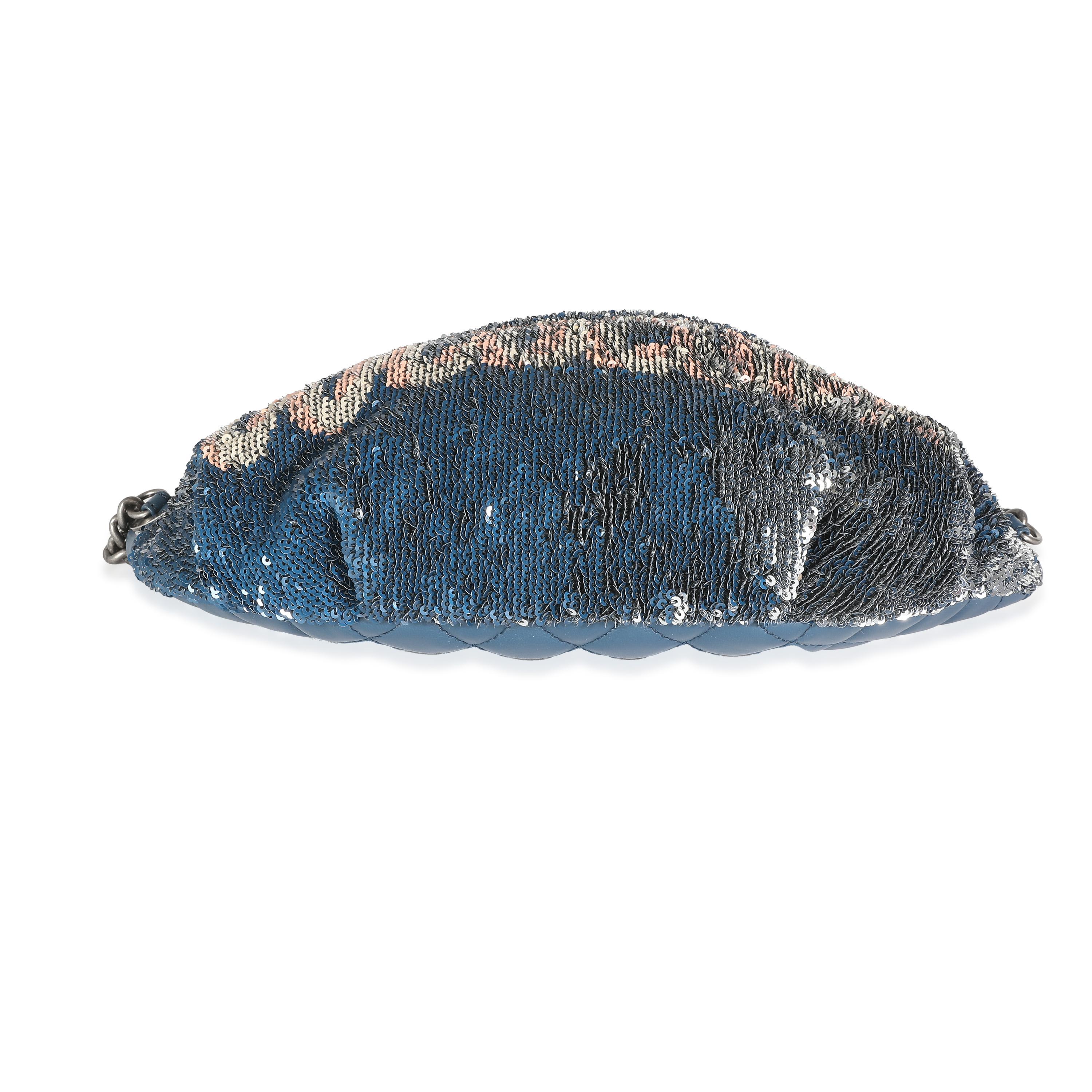 Chanel Blue Pink Sequin Coco Cuba Waist Belt Bag For Sale 3