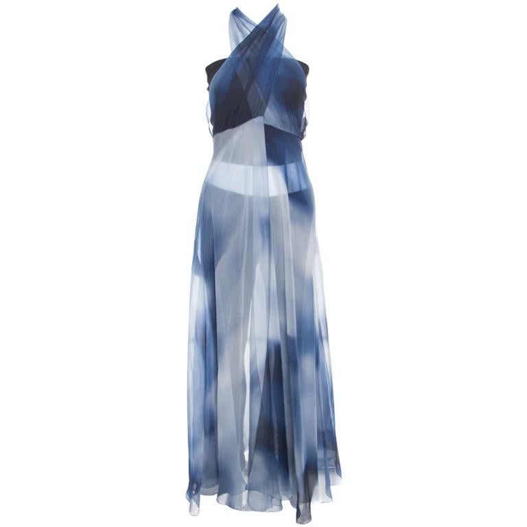 Chanel Blue Printed Silk Beach Cover Up M at 1stDibs