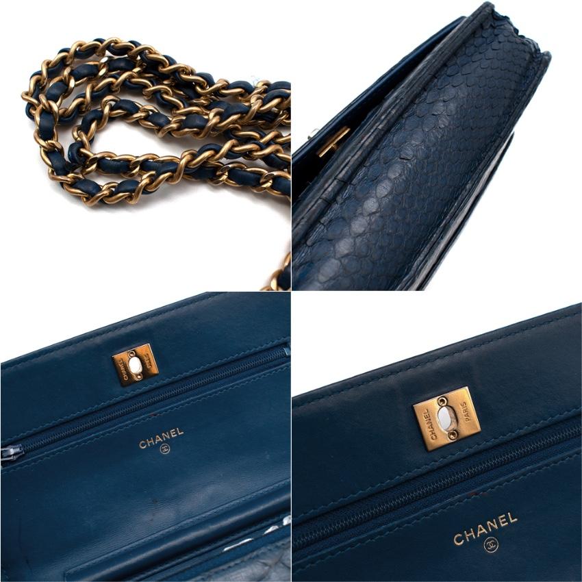 Black Chanel Blue Python CC Wallet on Chain