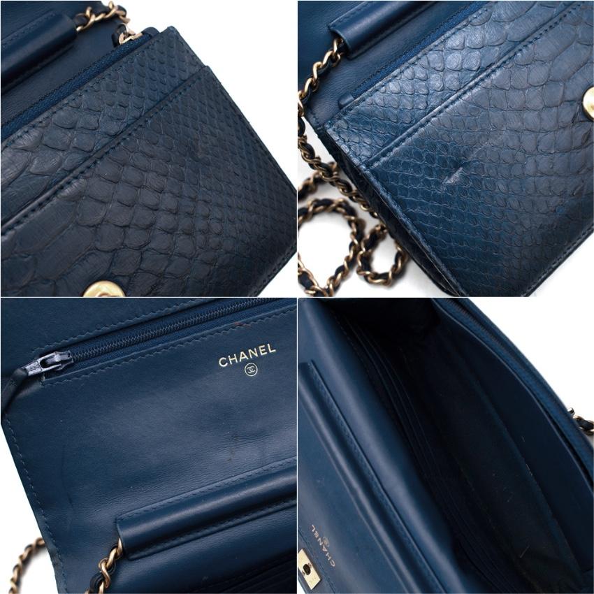 Chanel Blue Python CC Wallet on Chain In Good Condition In London, GB