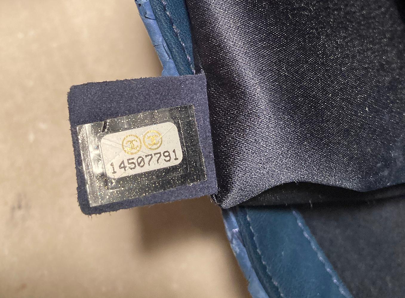 Chanel Blue Python Snakeskin XL Classic Flap Shoulder Bag 5