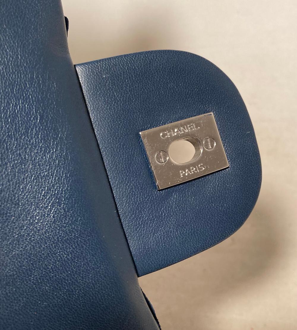 Chanel Blue Python Snakeskin XL Classic Flap Shoulder Bag 2