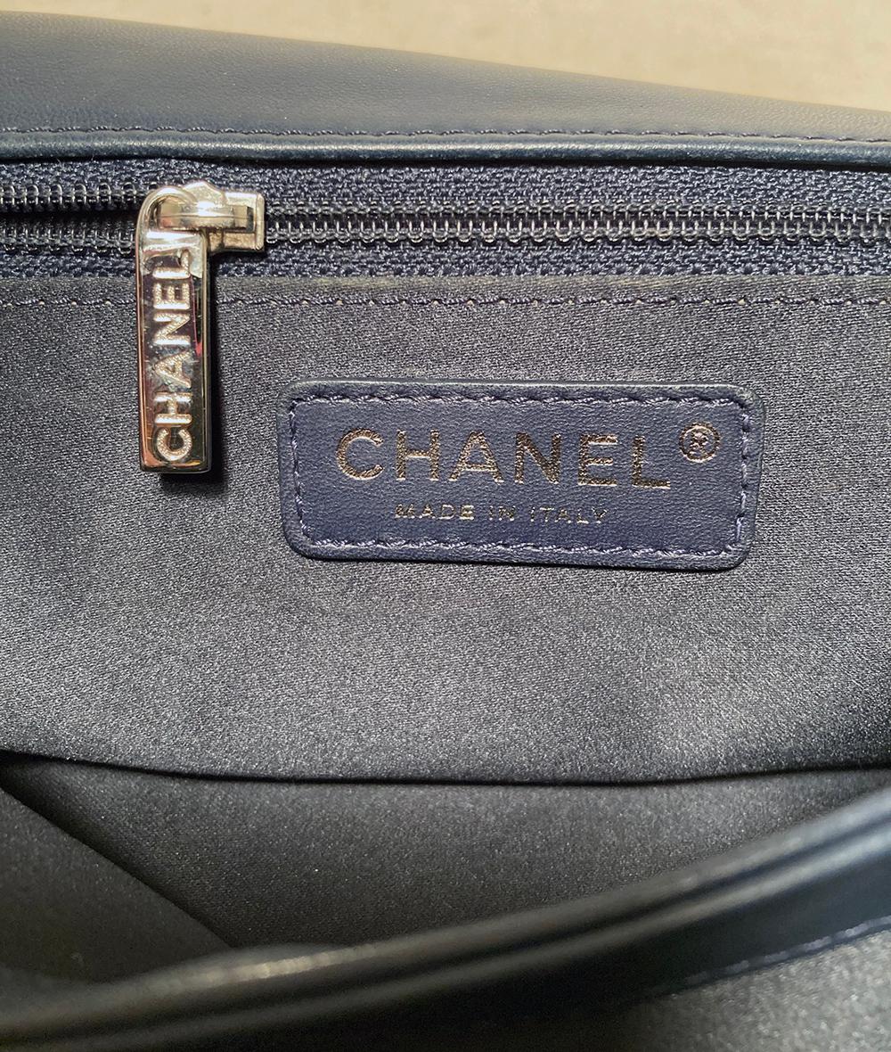 Chanel Blue Python Snakeskin XL Classic Flap Shoulder Bag 4