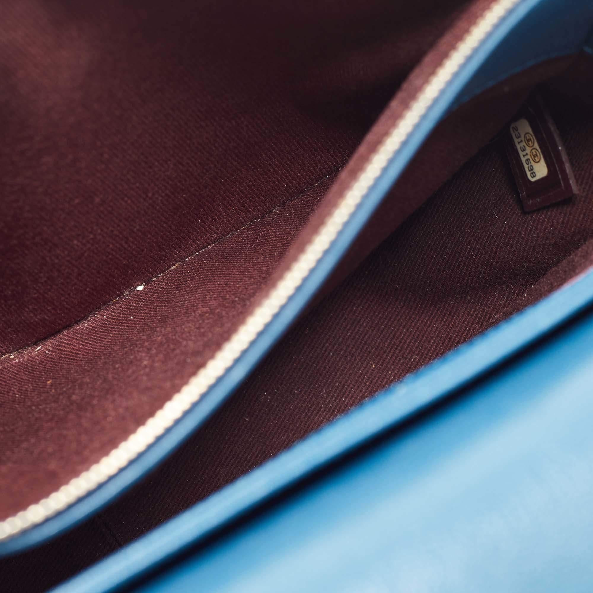 Chanel Blue Quilt Stitched Leather Coco Curve Flap Shoulder Bag 9