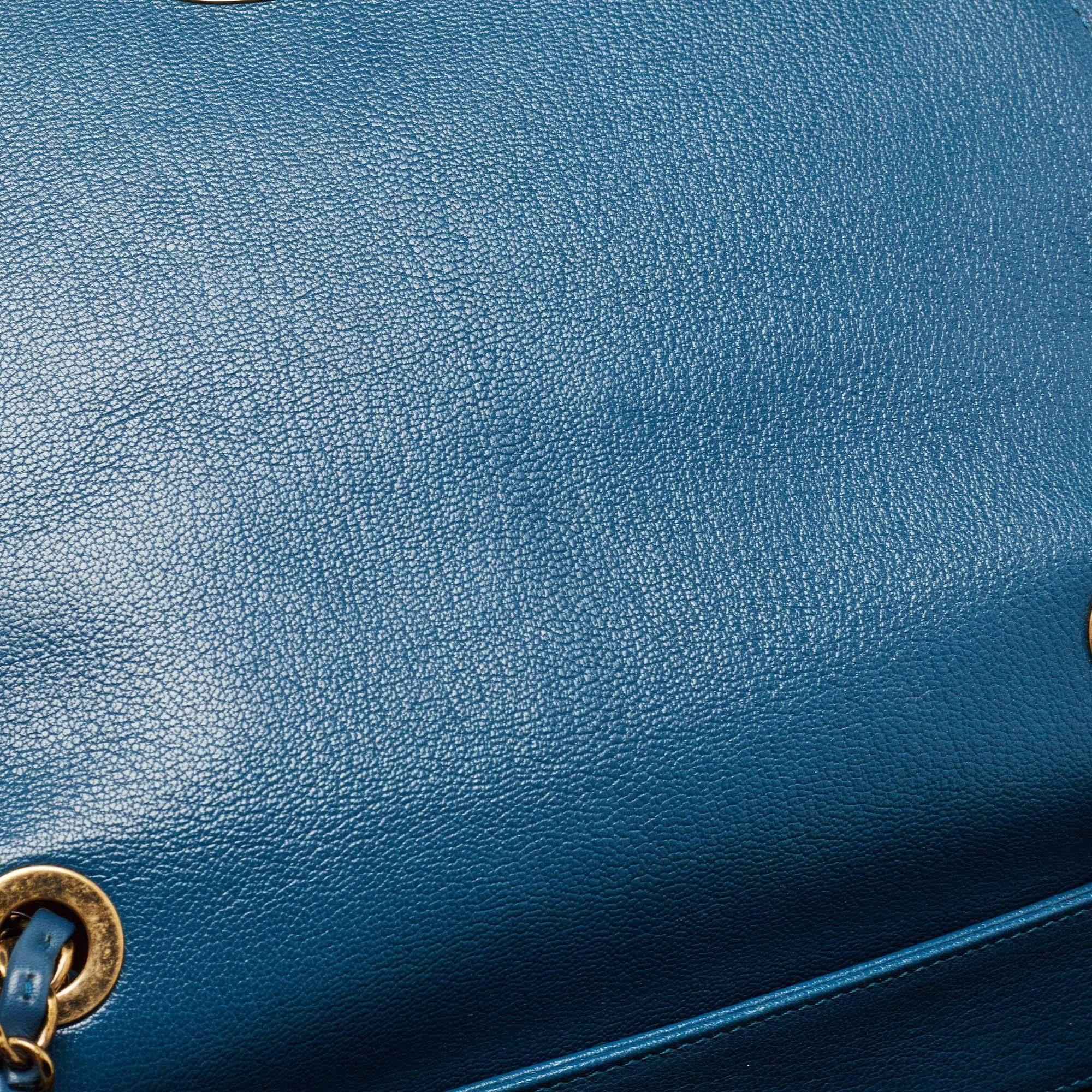 Chanel Blue Quilt Stitched Leather Coco Curve Flap Shoulder Bag 11