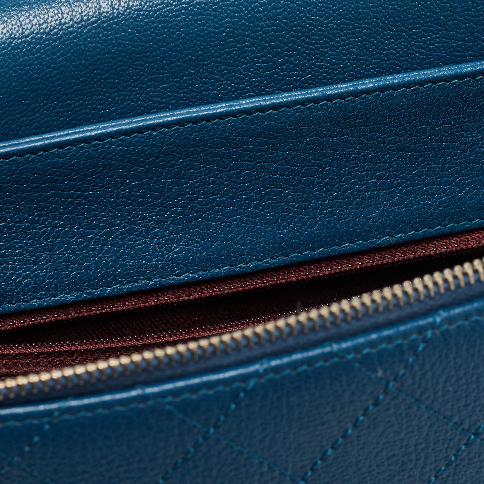 Chanel Blue Quilt Stitched Leather Coco Curve Flap Shoulder Bag 12