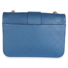 Chanel Blue Quilted Calfskin Front Chain Flap Bag