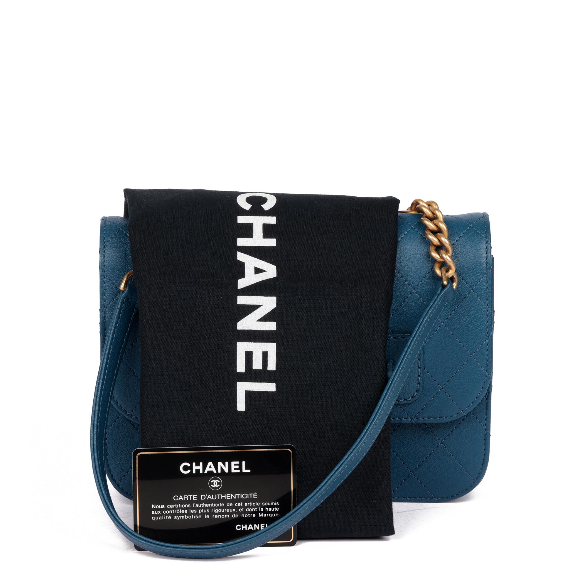 CHANEL Blue Quilted Calfskin Leather Mini Chain Front Classic Single Flap Bag 8