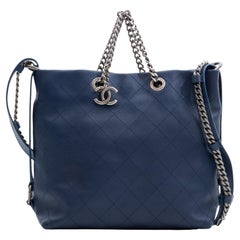 Chanel Blue Quilted Calfskin Leather Urban Allure Hobo Bag 2017
