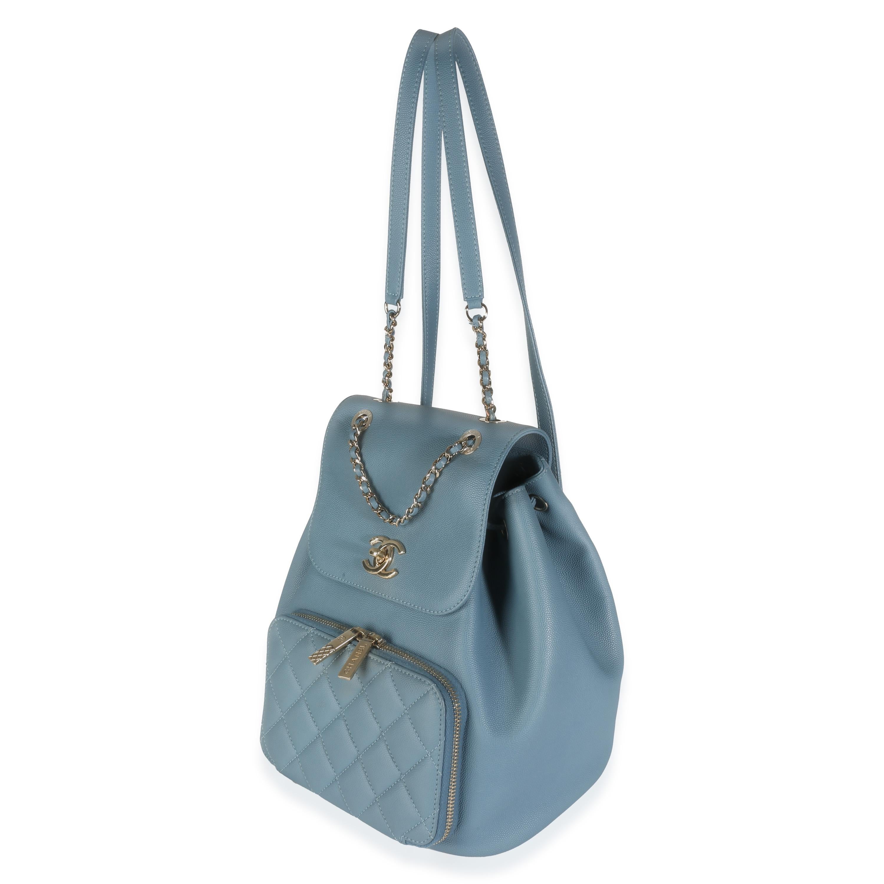 Chanel Blue Quilted Caviar Business Affinity Backpack Handbag In Excellent Condition For Sale In New York, NY