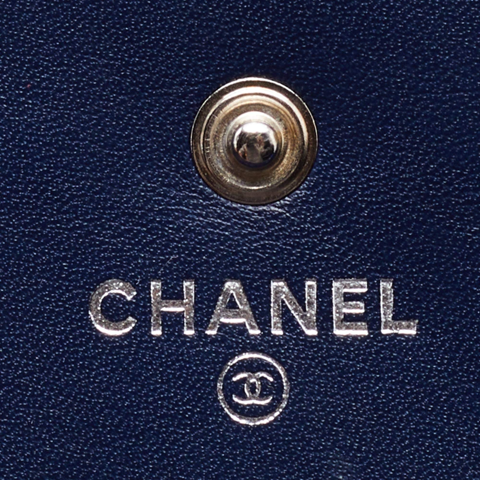 Chanel Blue Quilted Caviar Leather CC Flap Wallet 6