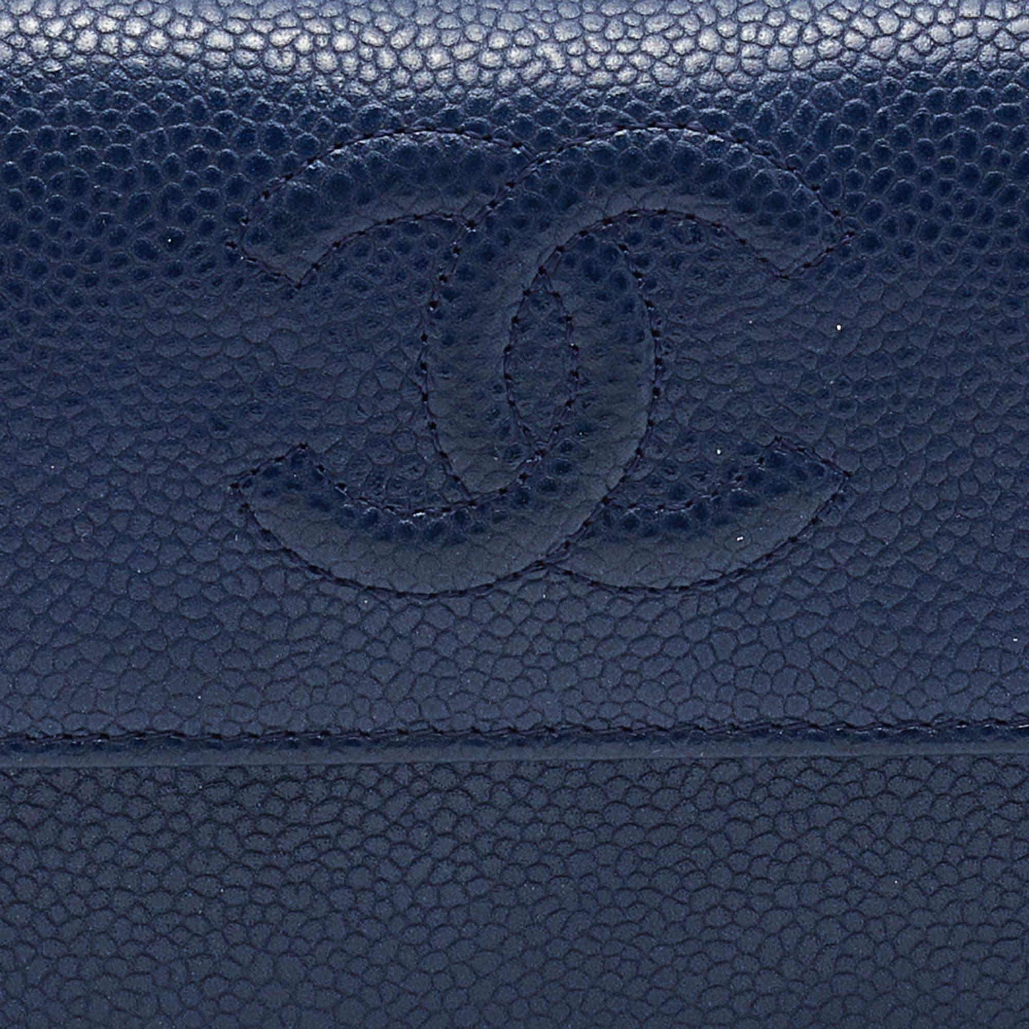Chanel Blue Quilted Caviar Leather CC Flap Wallet 3