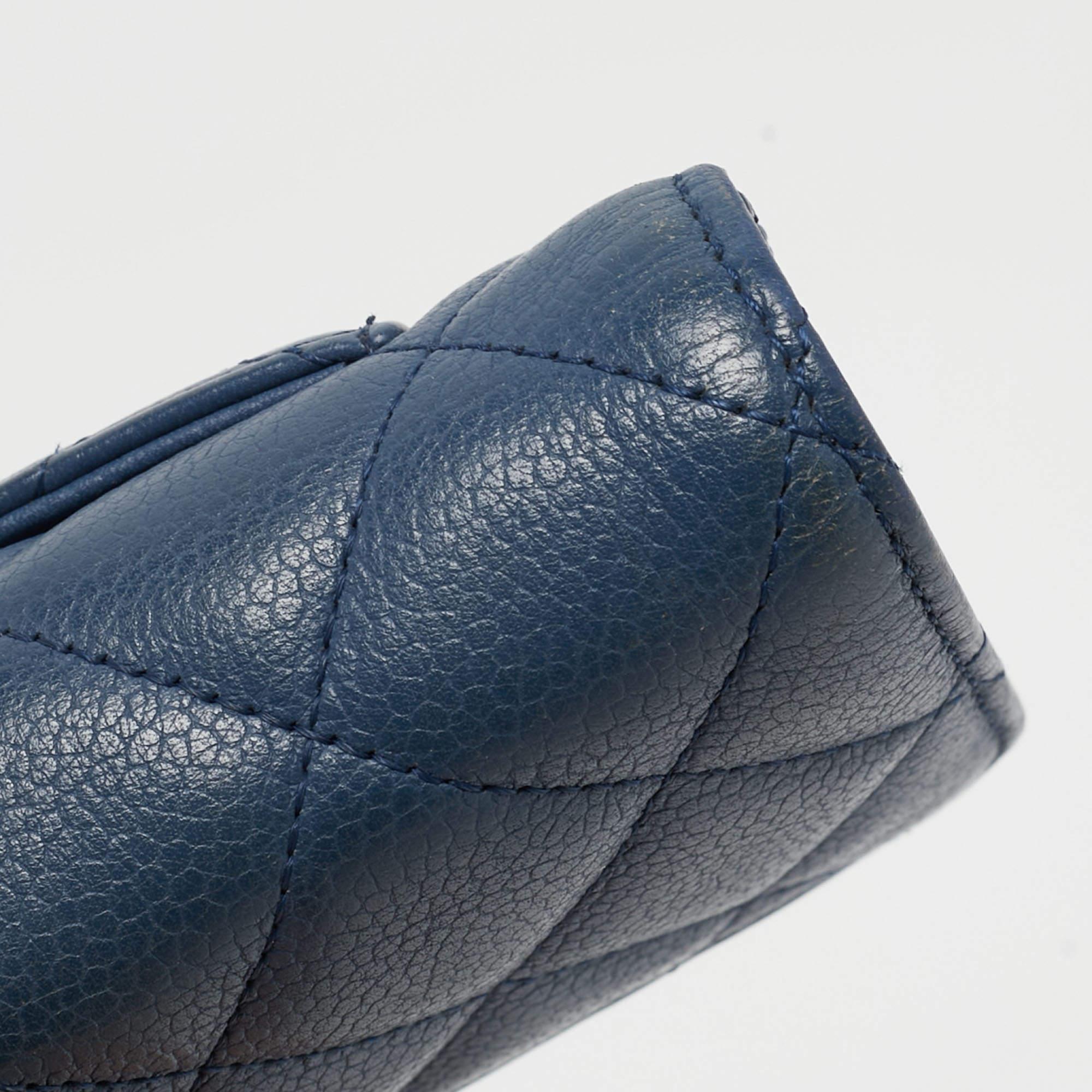 Chanel Blue Quilted Caviar Leather Classic Flap Wallet 1