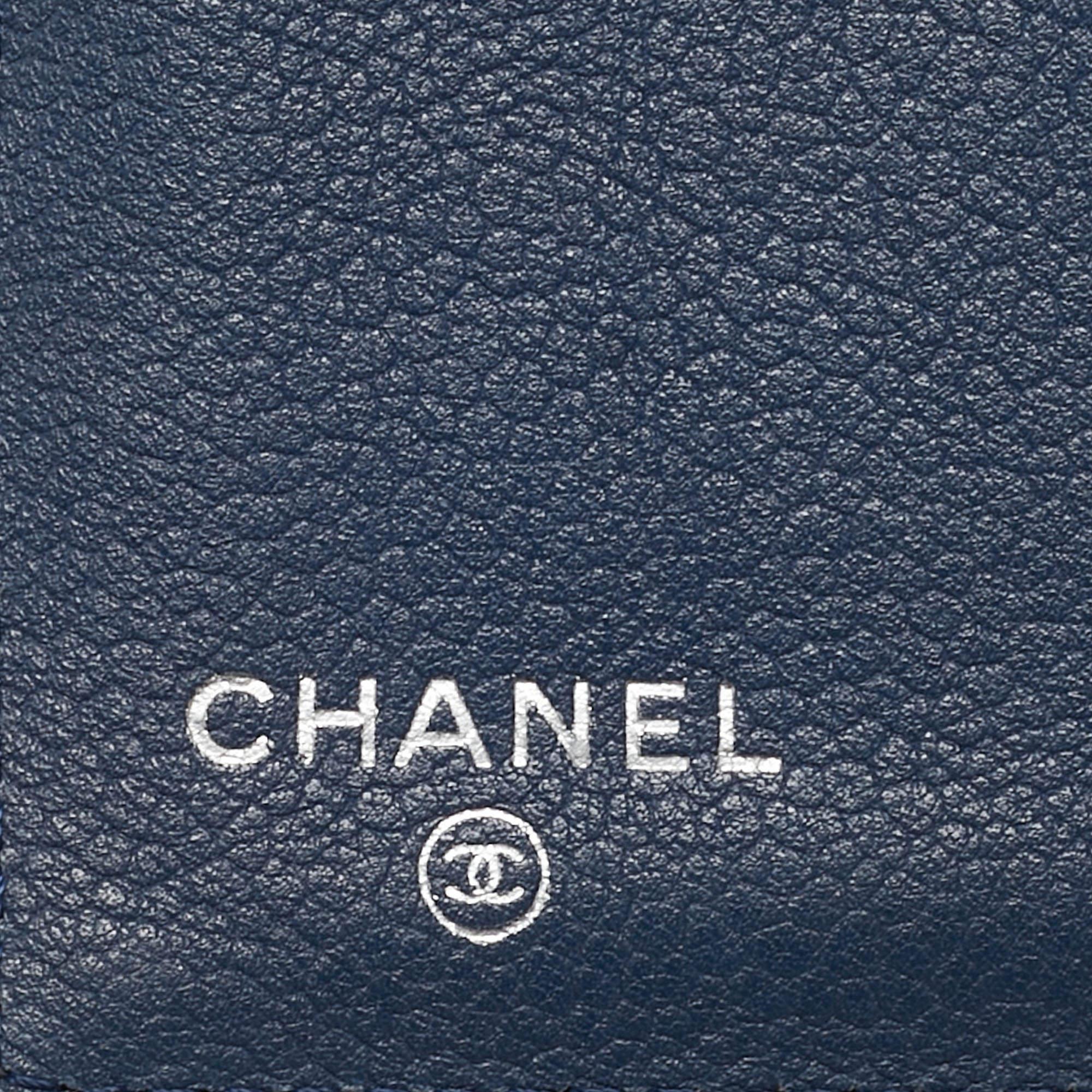 Chanel Blue Quilted Caviar Leather Classic Flap Wallet 2
