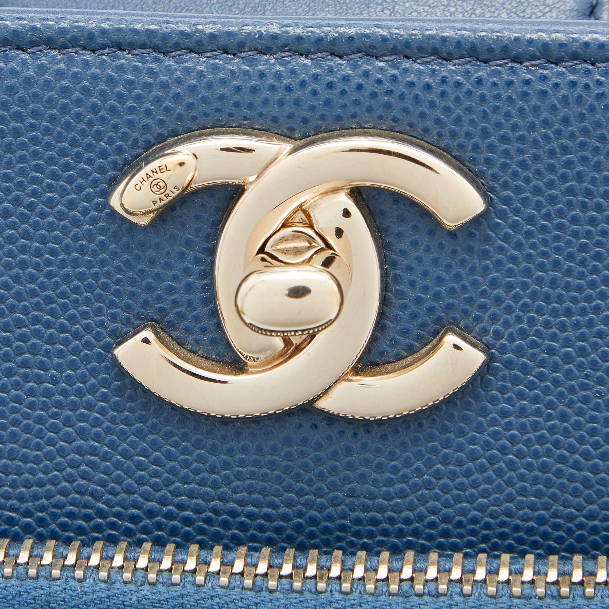 Chanel Blue Quilted Caviar Leather Large Business Affinity Shopper Tote 7