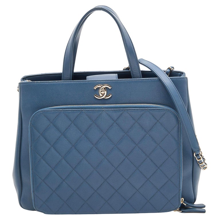 Chanel Blue Quilted Caviar Leather Large Business Affinity Shopper Tote For  Sale at 1stDibs