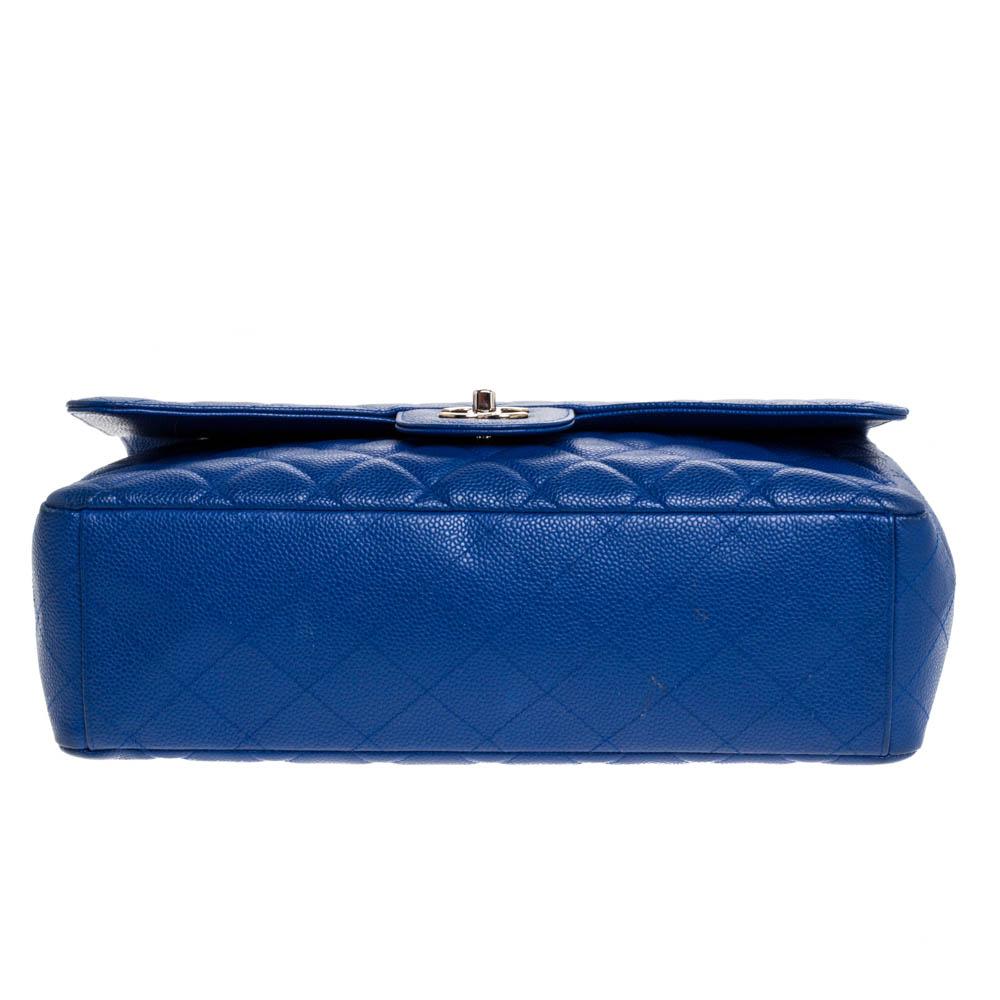 Women's Chanel Blue Quilted Caviar Leather Maxi Classic Single Flap Bag