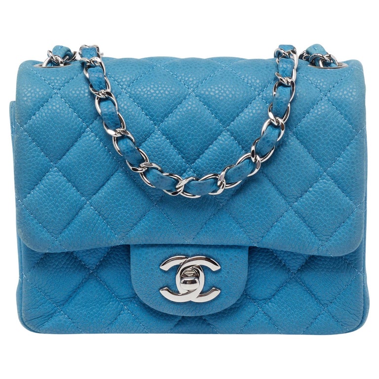 Chanel Classic Flap Clutch with Chain Quilted Caviar Small Blue 2298042