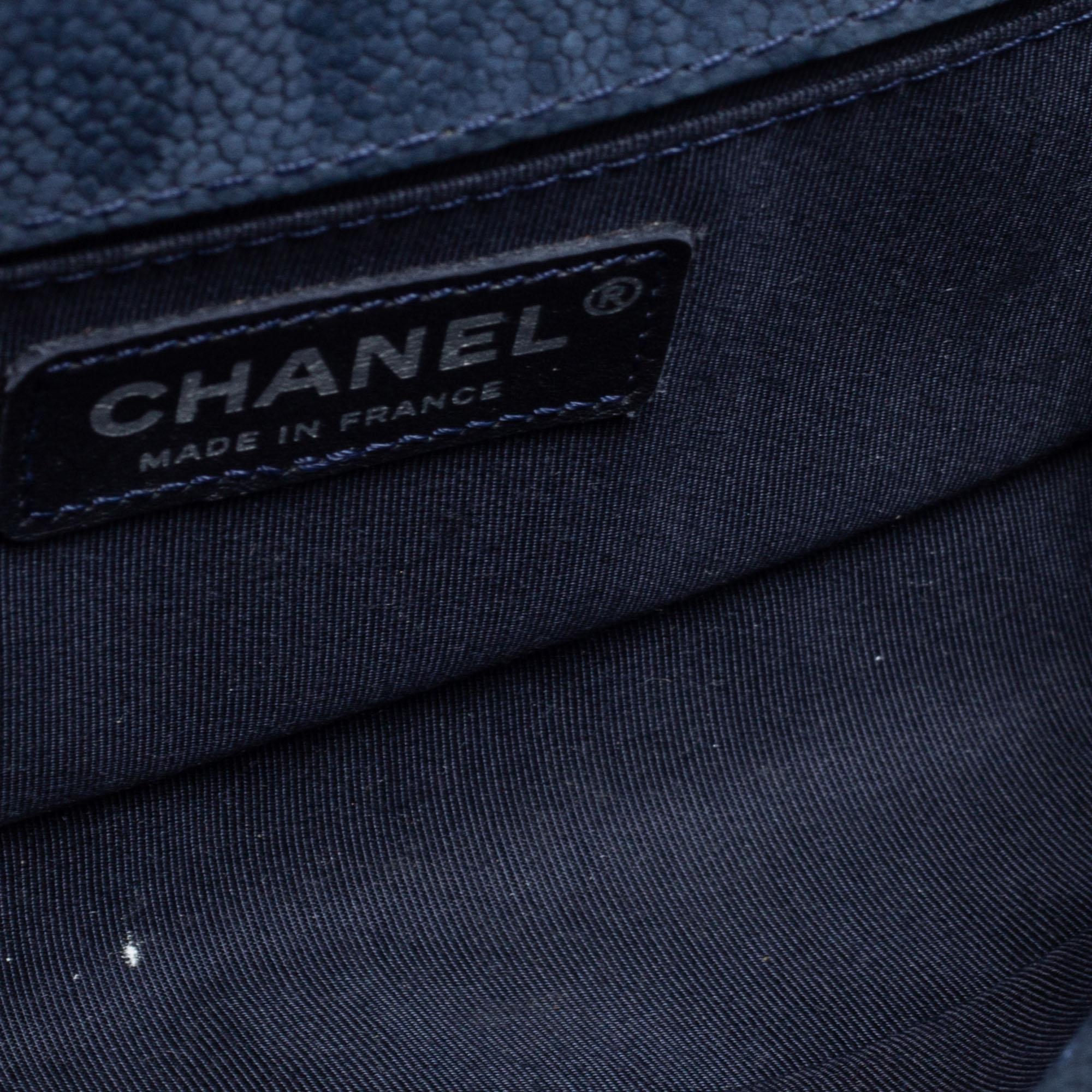 Chanel Blue Quilted Caviar Nubuck Leather Small Boy Flap Bag at 1stDibs