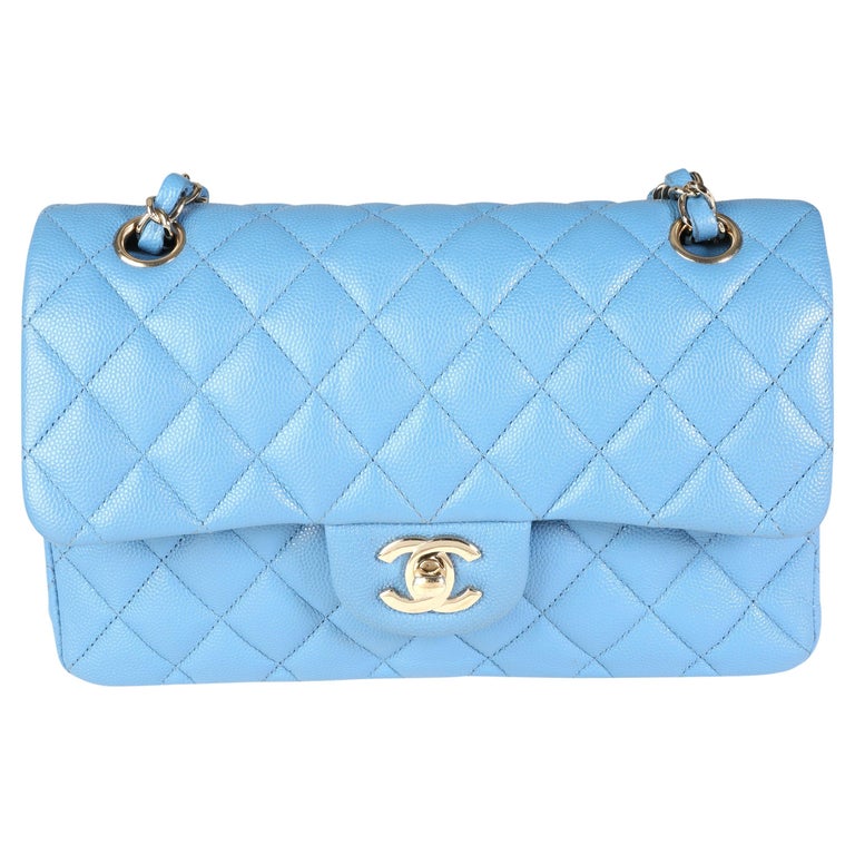 Chanel Blue Quilted Caviar Small Classic Double Flap Bag For Sale at  1stDibs