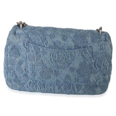 Chanel Blue Quilted Denim Camellia Sweetheart Mini Flap Bag