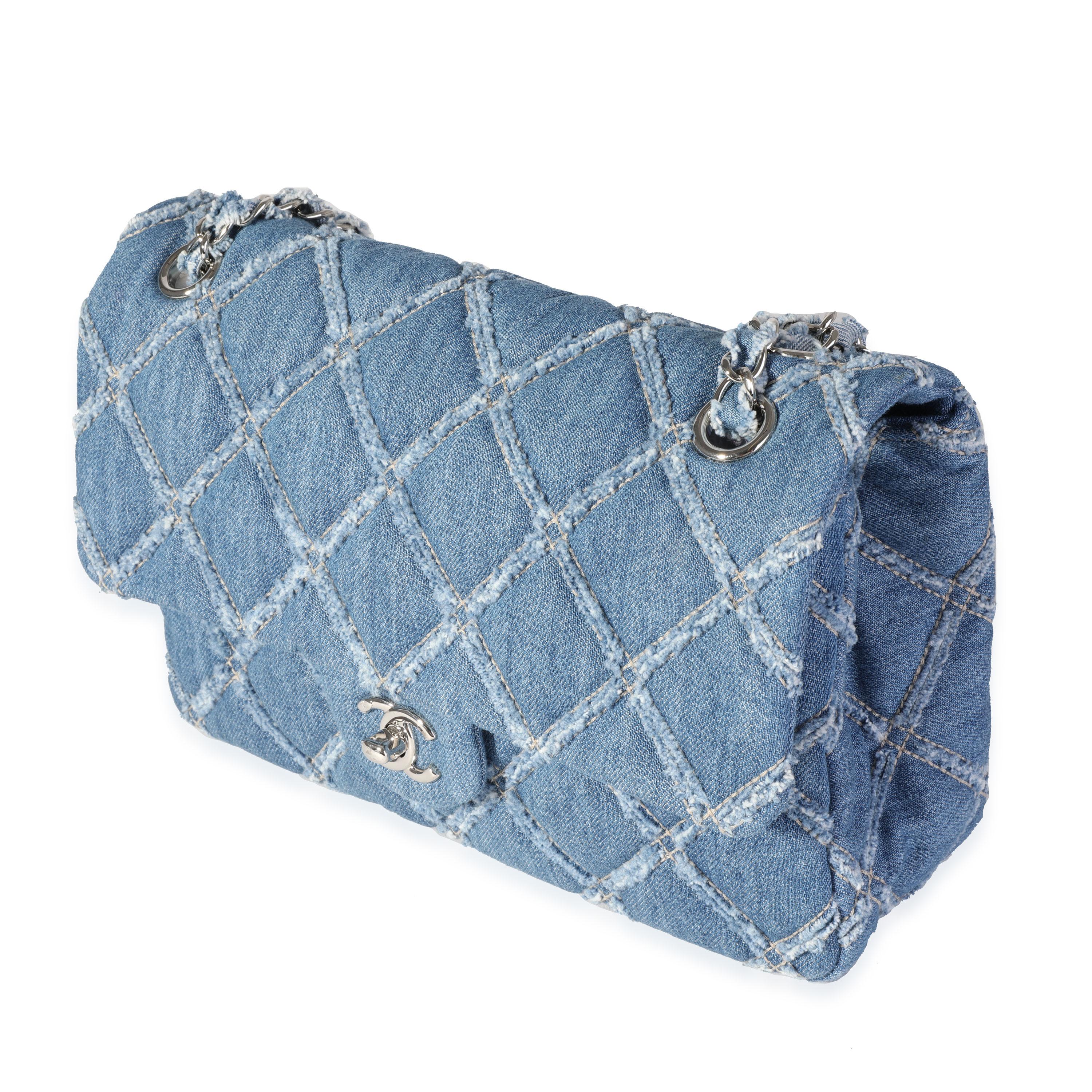 Women's Chanel Blue Quilted Denim Medium Single Flap Bag