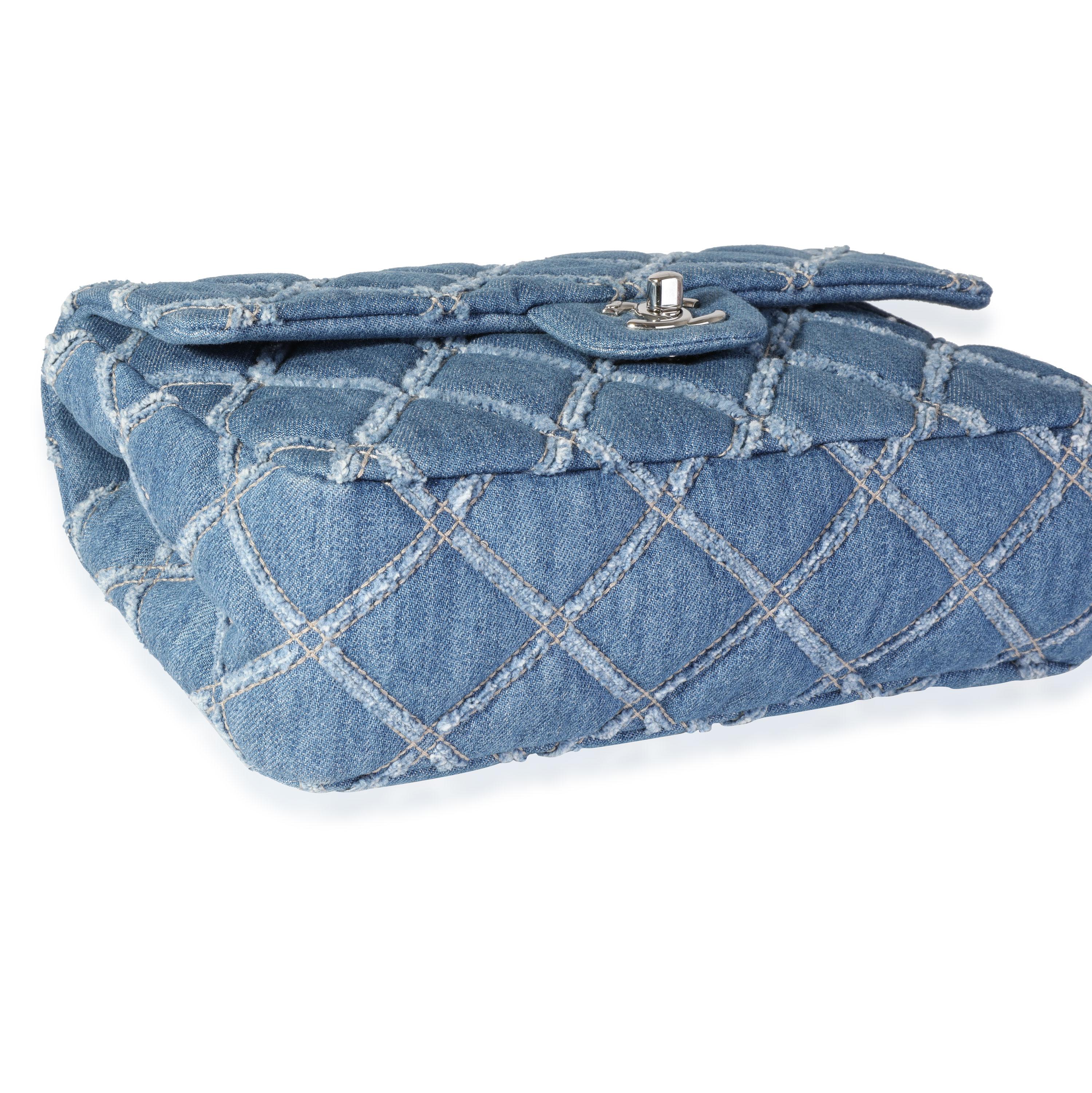 Chanel Blue Quilted Denim Medium Single Flap Bag 1
