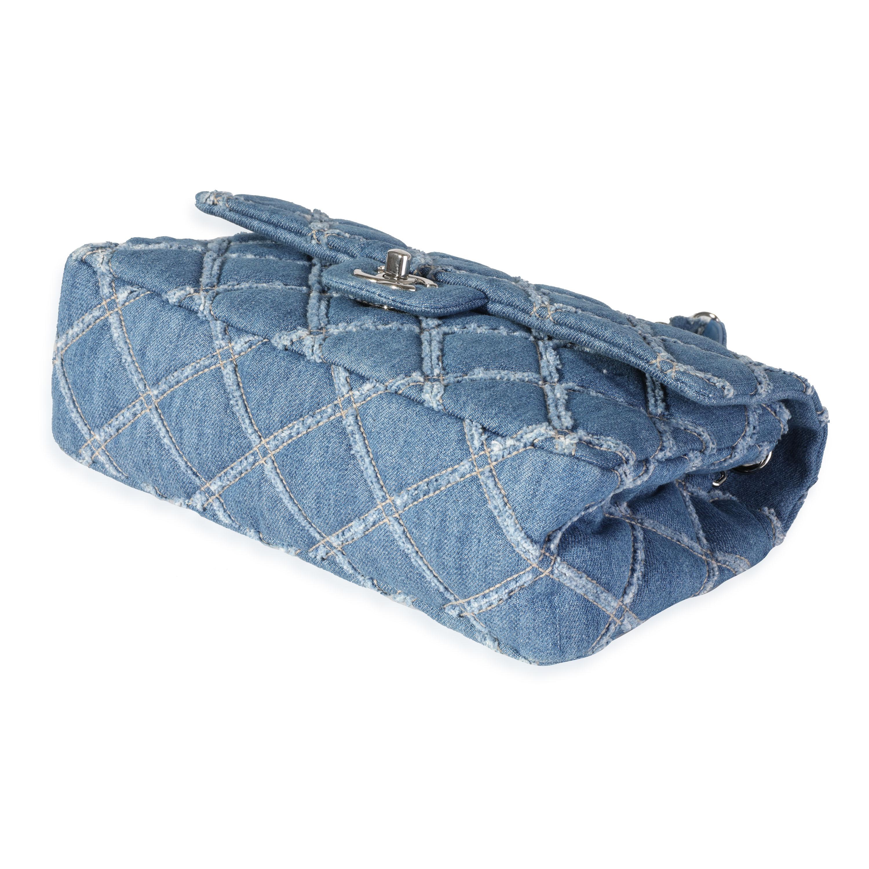 Chanel Blue Quilted Denim Medium Single Flap Bag 3