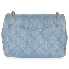 Chanel Blue Quilted Denim Mini Pearl Crush Flap Bag
