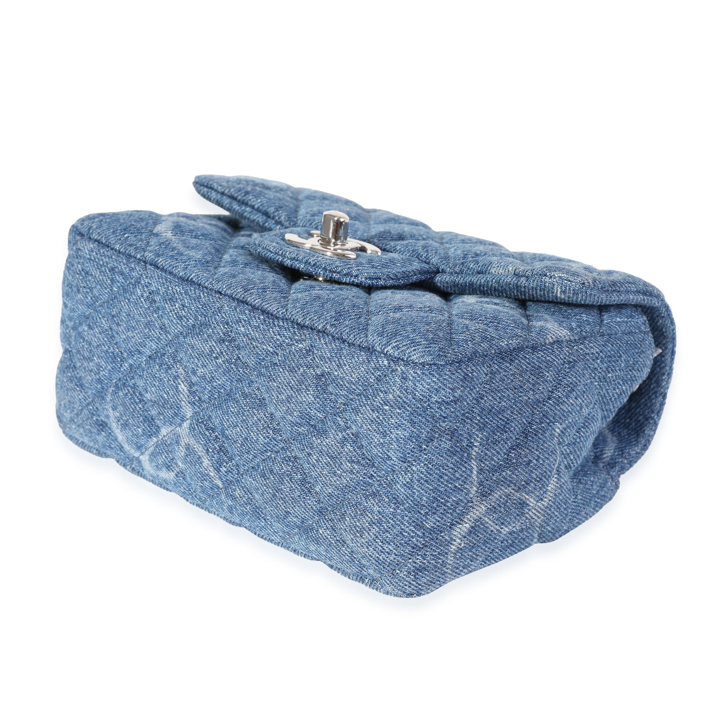 Chanel Blue Quilted Denim Square Mini Classic Flap Bag 1