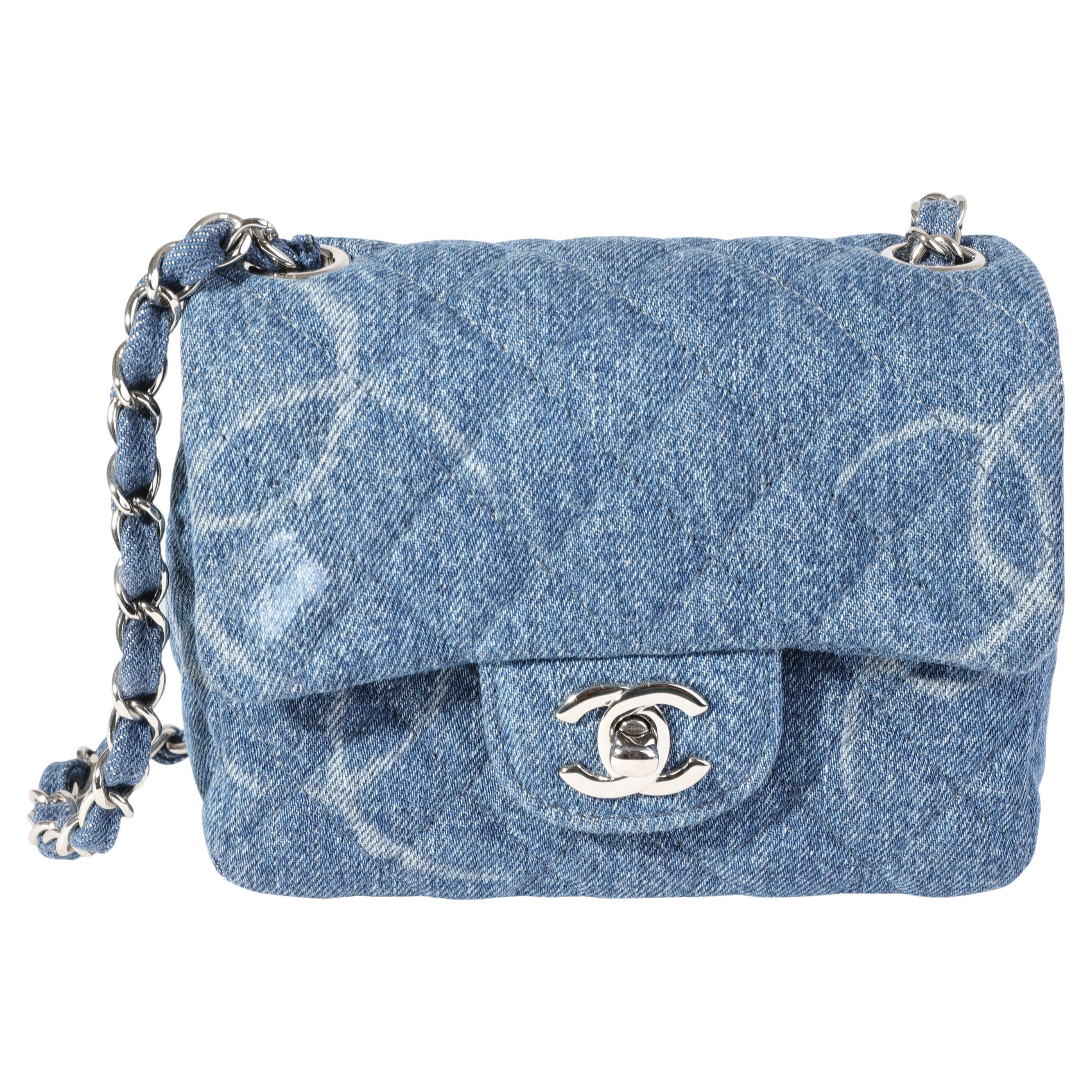 Chanel Blue Quilted Denim Square Mini Classic Flap Bag at 1stDibs